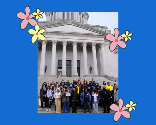 A collage featuring an image of our advocacy day participants
