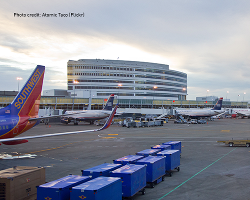 Photo of planes outside of SeaTac airport