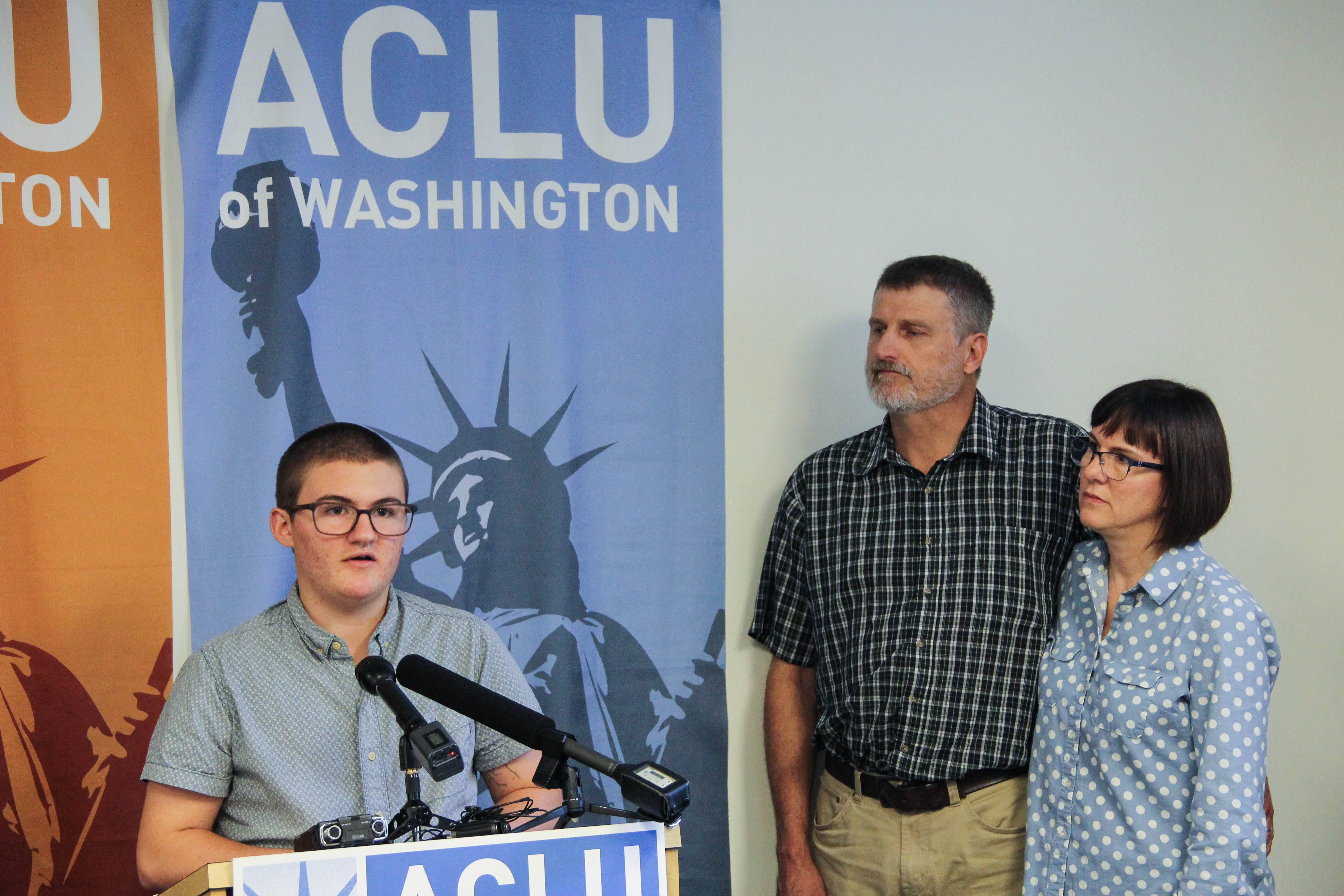 A photo of Pax Enstad and his parents