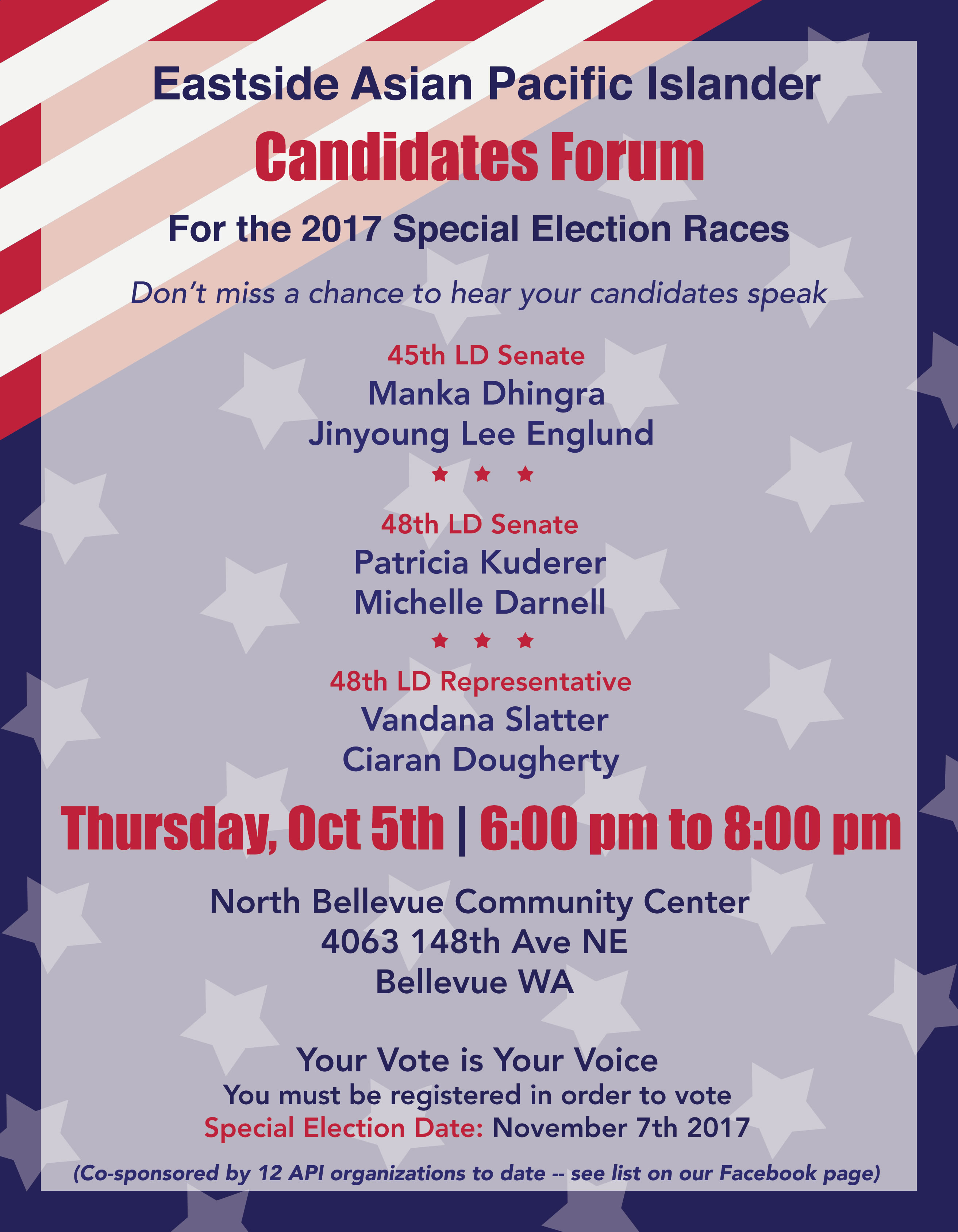 Flyer for AAPI Eastside Candidate Forum