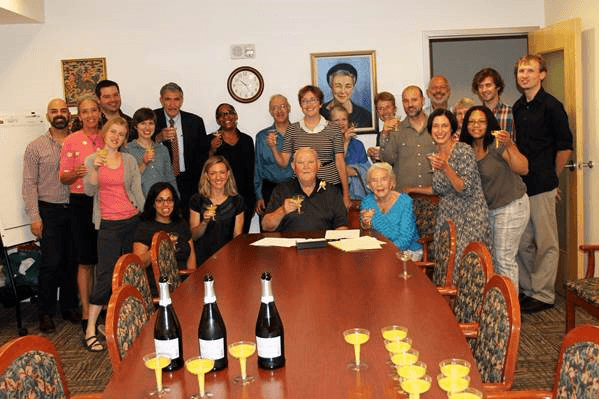 A photo of Floyd Jones and his partner Arlene Moris with ACLU of Washington staff members