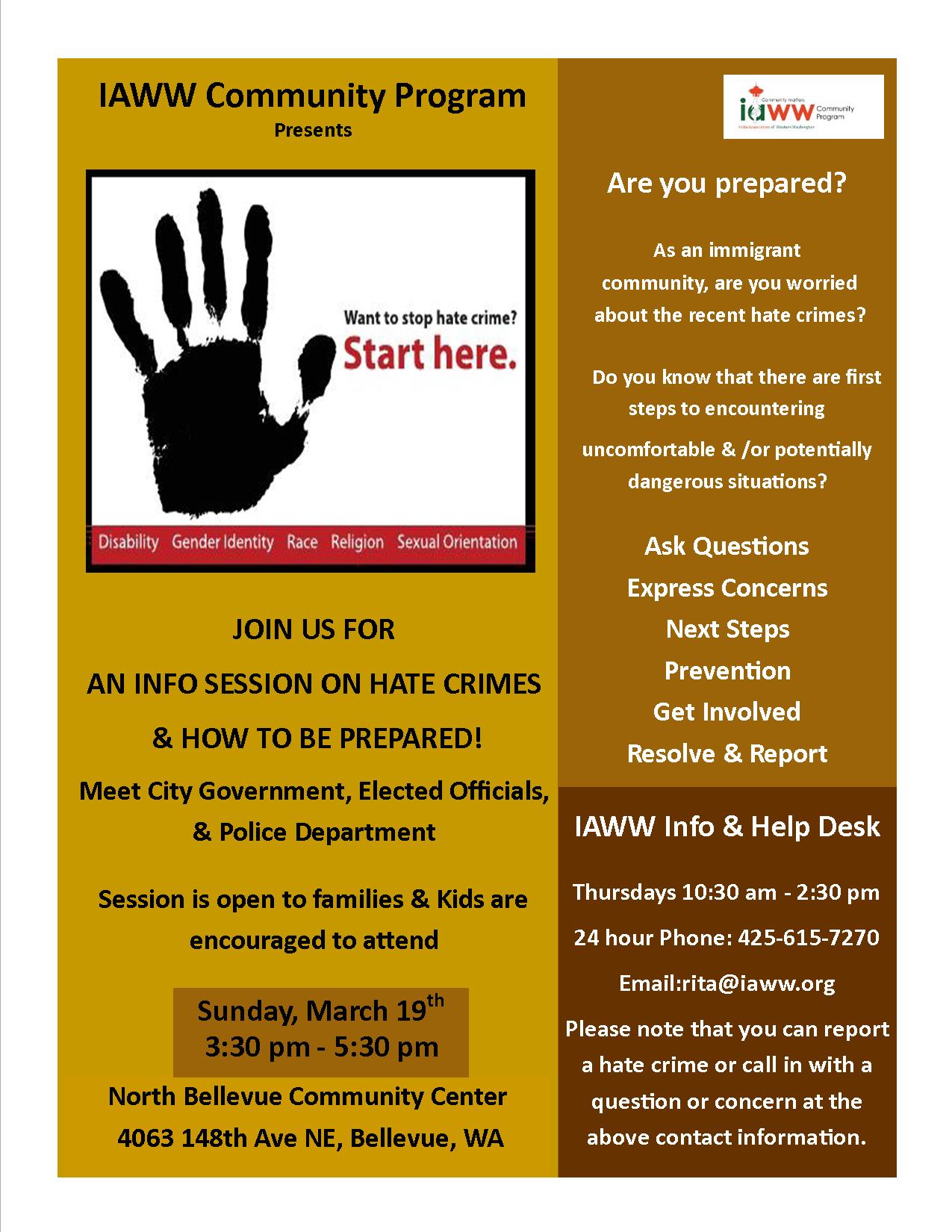 Hate Crime Info Session Flyer