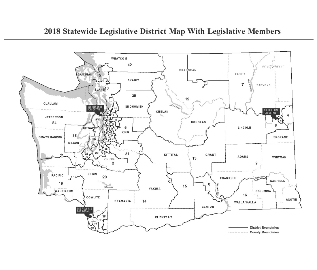 Map of legislative districts in Washington