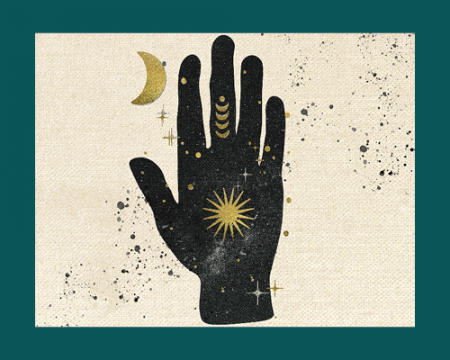 An image of a hand and stars