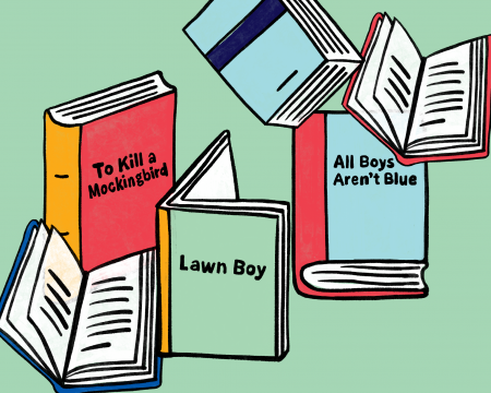 hand-drawn illustrations of banned books