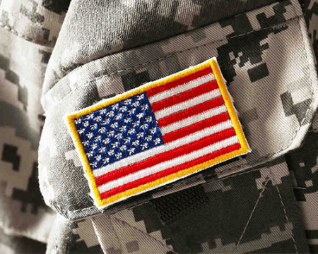 Photo of the U.S. Flag on a military uniform