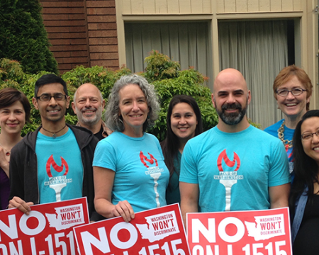 Photo of ACLU staff members at a No on I-1515 rally