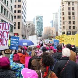 Photo of march in Downtown Seattle