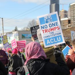 Photo of marchers in the International District of Seattle