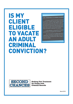 Cover of Is My Client Eligible to Vacation an Adult Criminal Conviction Guide