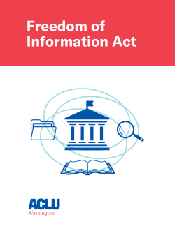 Freedom of Information Act Cover. Eccentric circles with different icons including a file folder, a magnifying glass, a government building, and an open book.