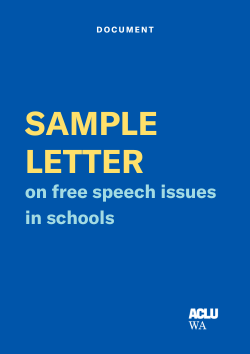 Blue publication cover Sample letter on free speech in schools