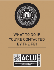 Cover of the Know Your Rights with the FBI wallet card in Arabic