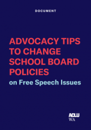 Navy Blue publication cover on Advocacy Tips to Change School Board Policies on Free Speech Issues