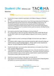 Cover of the Tacoma Public Schools FAQ on student first amendment rights