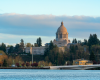 A photograph of the Washington State Capitol Building from across the water