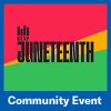 a red yellow and green graphic with the words KEXP Juneteenth 
