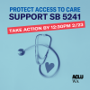 KOCA Action Alert Feb 22 protect access to care support sb 5241 light blue background with blue stethoscope