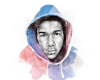 A watercolor portrait of Trayvon Martin